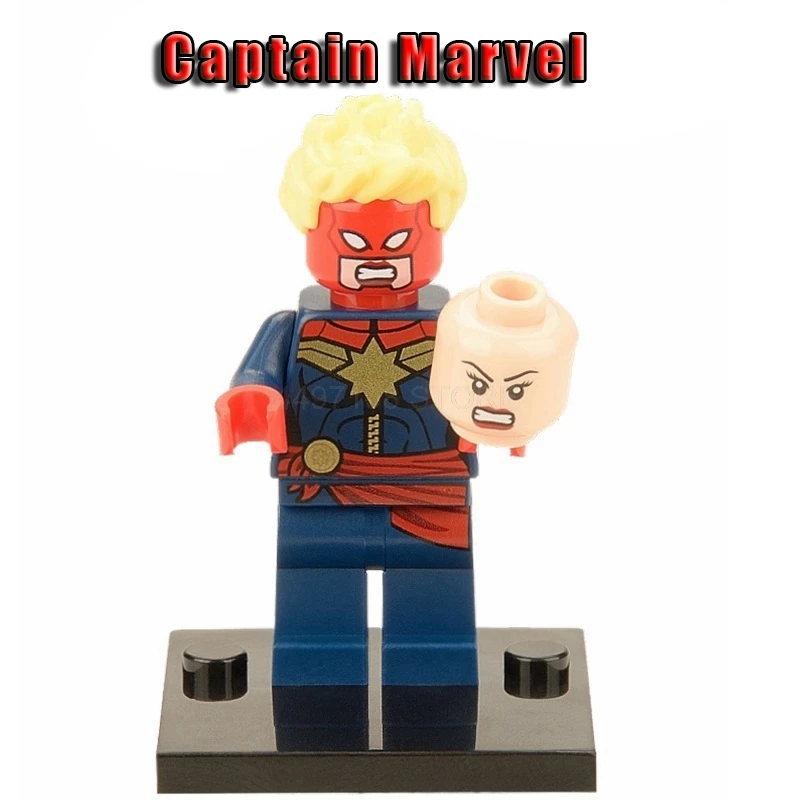 Марвел Капитан набор фильм marvel фигурки супер герои Блоки Игрушки DC Shazam пожарная шторма Мстители эндмейд Железный человек Халк танос игрушка - Цвет: Captain Marvel