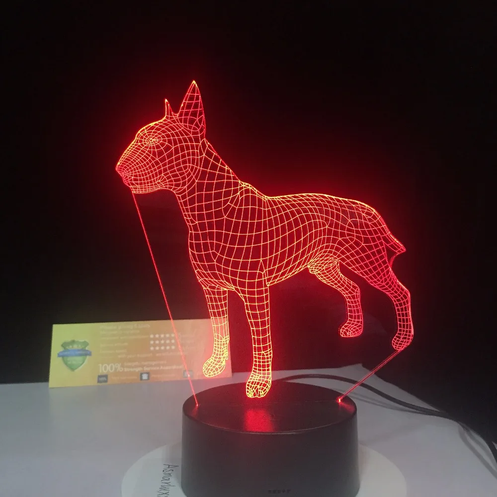 Бультерьер собака 3D лампен 7 цветов USB ночник светодиодный светильник для детей на день рождения креативный прикроватный Декор подарок поддержка Прямая поставка