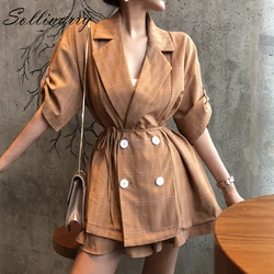 Sollinarry Suelta Blazer Corto Trajes Chaqueta de Mujer Conjuntos de Abrigo 2019 Nueva Moda Ol Manga Corta Trajes Casuales Retro Conjuntos Femal Sollinarry Suelta Blazer Corto Trajes Chaqueta de Mujer Conjuntos de Abrigo 2019 Nueva Moda Ol Manga Corta Trajes Casuales Retro Conjuntos Femal