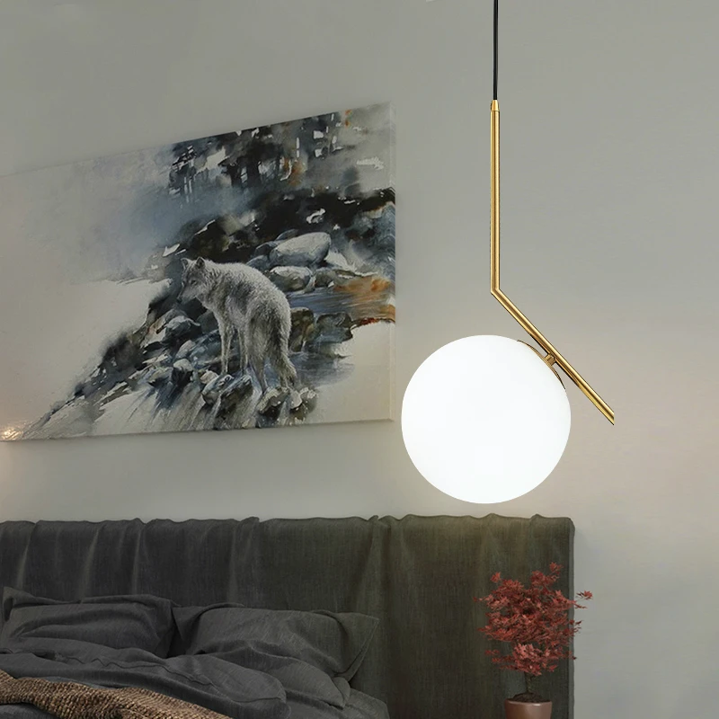 Современный Креативный подвесной светильник с стеклянным шаром norbic brief home deco для столовой, золотой E27 светодиодный подвесной светильник