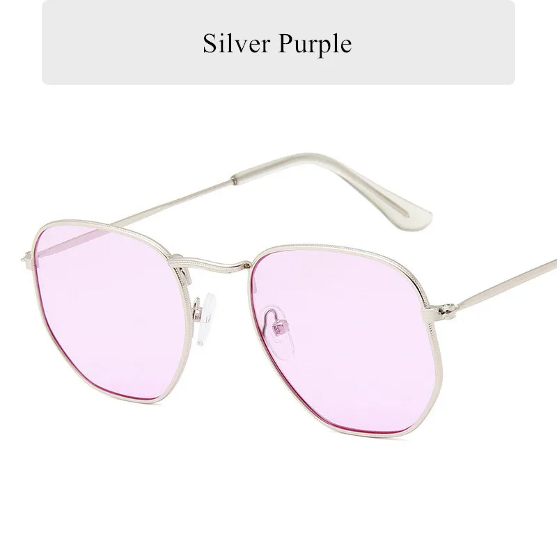 Oulylan, Ретро стиль, полигон, солнцезащитные очки для женщин, мужчин, бренд, металлическая оправа, солнцезащитные очки для девушек, UV400, женские, Роскошные, полигональные, солнцезащитные очки для мужчин - Цвет линз: Фиолетовый