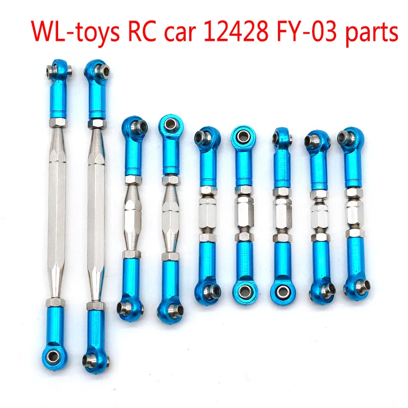 

Full Set 9PCS Pull Rod Upgrade Metal Metal lever Wheel Holder Adjustable Connecting Rod FY-03 WLtoys 12428 RC Car Spare Part