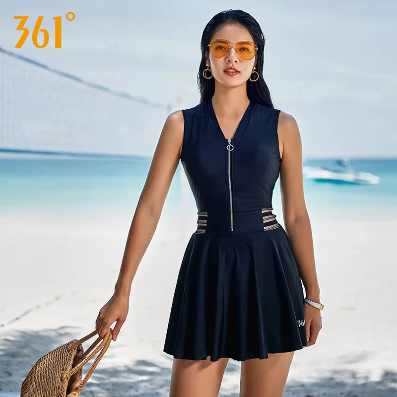 black bathing suit with skirt