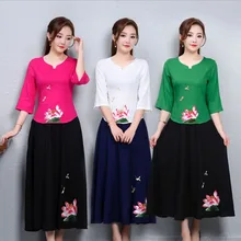 Новая Осенняя Футболка с нашивками в национальном стиле