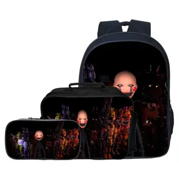 

New Style 3pcs/set Five Night At Freddy Kids Baby School Bags FNAF Cartoon Children Backpacks for Boys Schoolbag Girls Bookbag