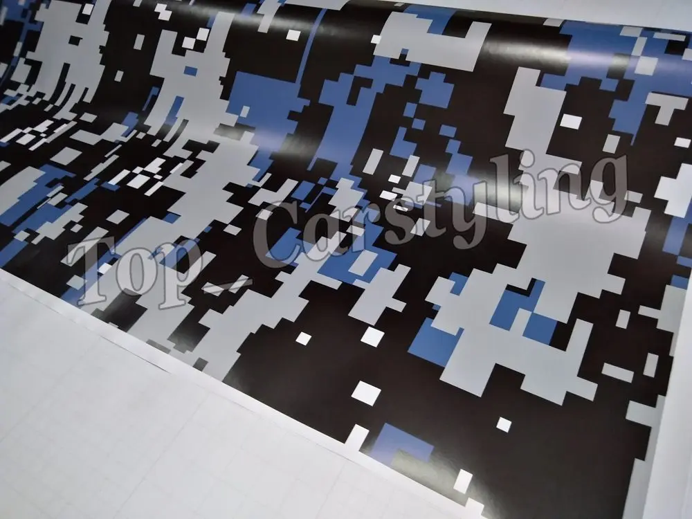 blue camouflage vinyl car wrapping film camo digital Tiger (1)