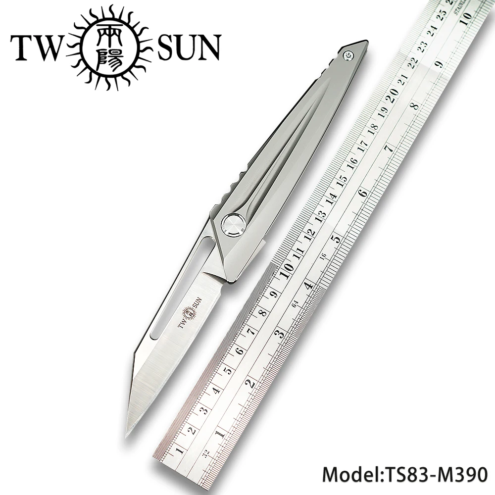 

TWOSUN M390 blade folding Pocket Knife tactical knives hunting knife survival tool EDC TC4 Titanium Bearing Fast Open KC TS83