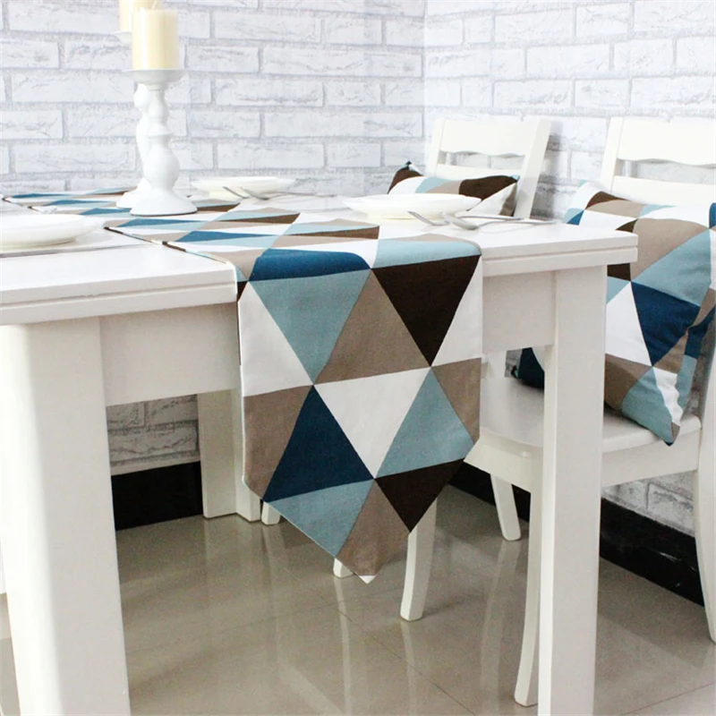 Modern Simplicity Style Colorful Triangular Pattern 100 Cotton Modern Simplicity Style Colorful Triangular Pattern 100 Cotton Table Runner Soft Decorative Cloth For Hotel Home In Runners From
