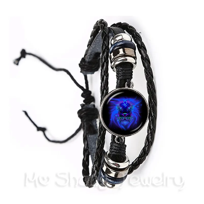 

2018 Classic Bracelet Galaxy Constellation Design 12 Zodiac Sign Horoscope Astrology Adjustable Leather Bangle For Women Men