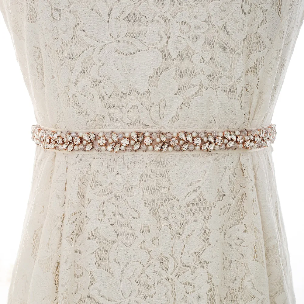 Rose Gold Belt Diamond Flower Belts Bridal Sash Crystal Belt Rhinestone Wedding Belt For Wedding Dresses SD134BRG