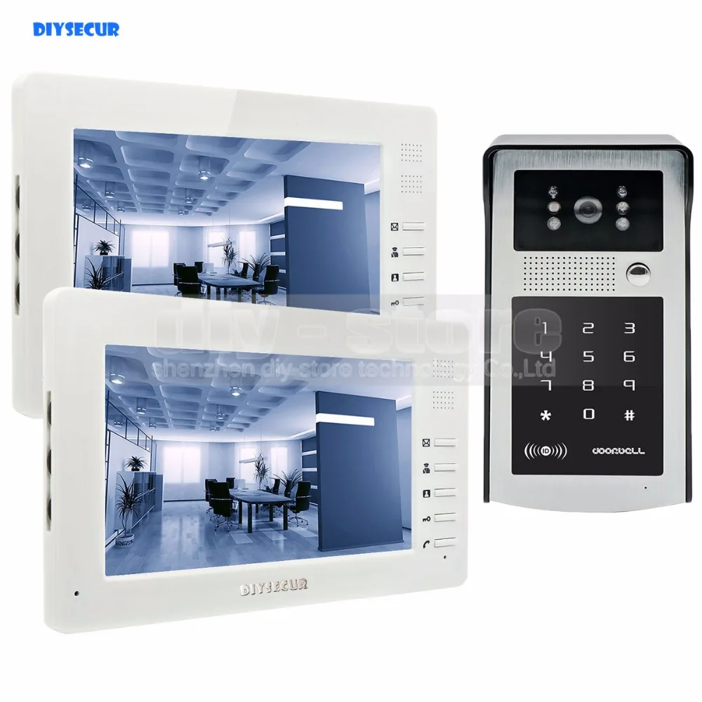 

DIYSECUR 1024 x 600 7 inch HD TFT LCD Monitor Video Door Phone Video Intercom Doorbell 300000 Pixels Night Vision Camera RFID