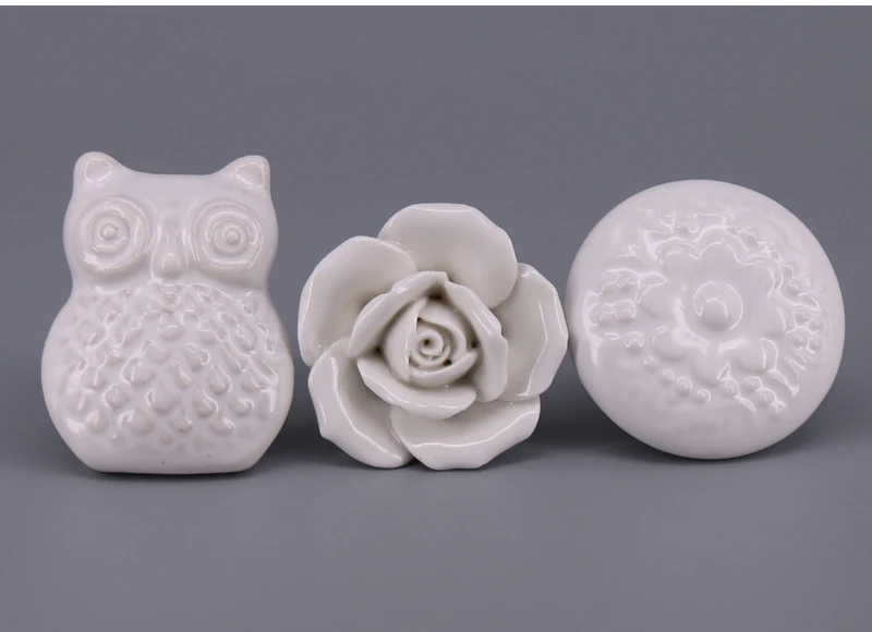PINK FLOWER OWL HOME DECOR CERAMIC KITCHEN KNOB DRAWER CABINET PULL