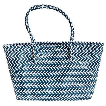 

NEW-Striped Grocery Basket Woven Shopping Bag Women Quality Handbags Large Capacity Beach Bag Tote Ladies Handbags Bolsa Femin