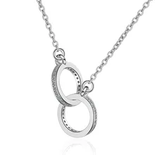 

Simple Fashion 2 Small Round 1 ct 5A CZ Crystal Pendant&Necklace for Women S925 Sterling Wedding&Engagement Party Jewelry Gift