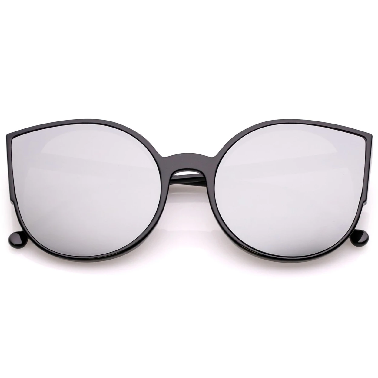 Women's Cat Eye Sunglasses With Slim Arms Round Colored Mirror Flat Lens 56mm (5)