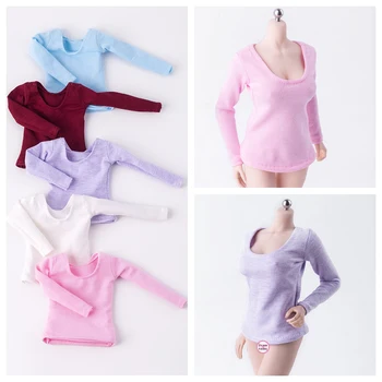 

5 Colors 1/6 Scale Female Clothing accessories sexy women's long-sleeved T-shirt Cotton Fit 12 Inch Action Toys Figure Doll