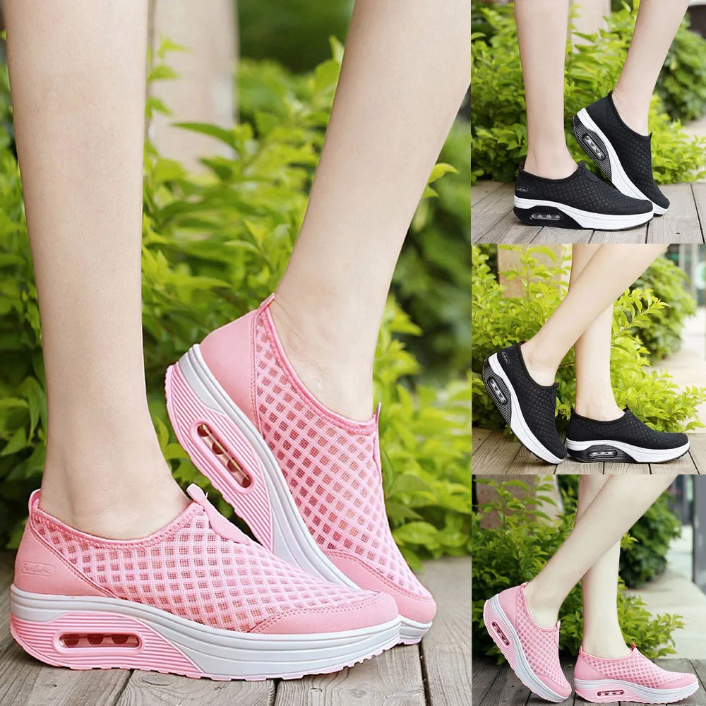 KANCOOLD/уличная женская обувь из сетчатого материала; повседневная спортивная обувь на толстой подошве с воздушной подушкой; визуально увеличивающие рост дышащие спортивные слипоны