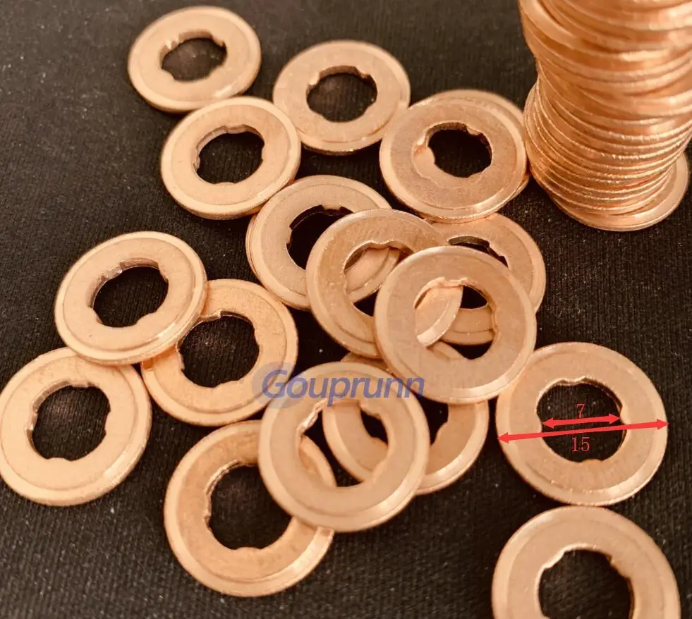 

100pcs High Quality Copper Washer Shim F00RJ01453 FOORJ01453 Common Rail Fuel Injector Nozzle Gasket Repair Kit Thickness 1.5mm