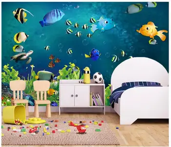 

Custom photo wallpaper for walls 3 d wall murals wallpaper Children's room cartoon underwater world background wall painting