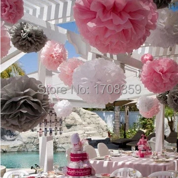 25cm 25pcs/Lot Tissue Paper Pom Poms Flower Balls Decoracion Para Bodas Holiday Party Decor Multicolor |
