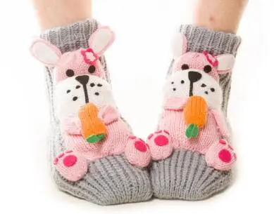 Рождественские носки для женщин, носки-тапочки Санты, украшения, рождественские подарки, Санта снеговик и олень узор - Цвет: 1