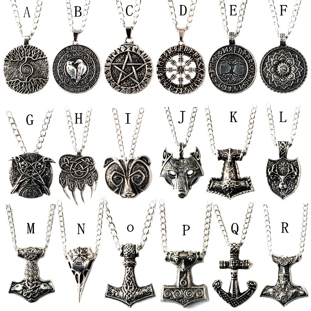 Game Viking Link Chain Necklace for Men Jewelry Wolf Bear Anchor Necklace Steel Male Neckless Women Dropshipping 2018