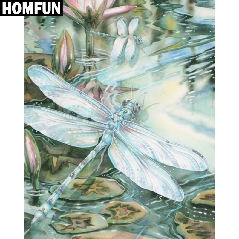

HOMFUN Full Square/Round Drill 5D DIY Diamond Painting "Dragonfly animal" Embroidery Cross Stitch 5D Home Decor Gift A06160