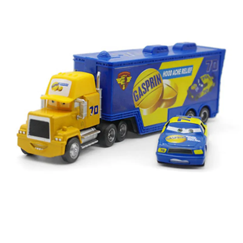 Disney Pixar Cars Lightning McQueen 2 шт. No.70 GASPRIN Mack Truck & Racer Литые металлические легированные