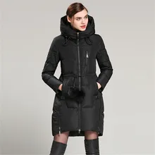 Зимняя куртка для женщин, Высококачественная брендовая длинная куртка-пуховик для девочек, модная женская утепленная куртка с капюшоном большого размера