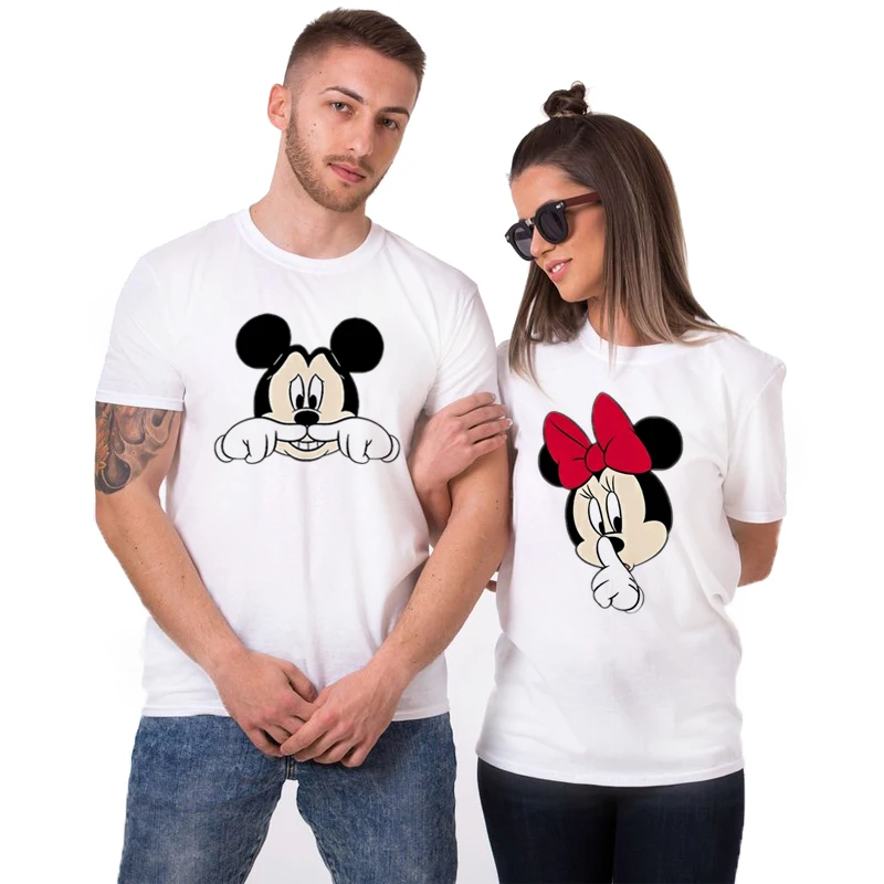

Mickey Funny Couple T Shirts Men/women Harajuku Kawaii Streetwear Summer Short Sleeve Female T-shirts Top 2019 Homme Clothing
