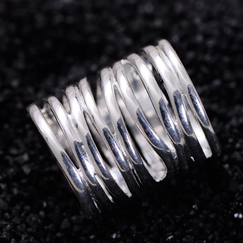 Настоящее чистое 925 пробы Серебряное кольцо с плетеным орнаментом для женщин винтажные витые широкие кольца Aneis Feminino