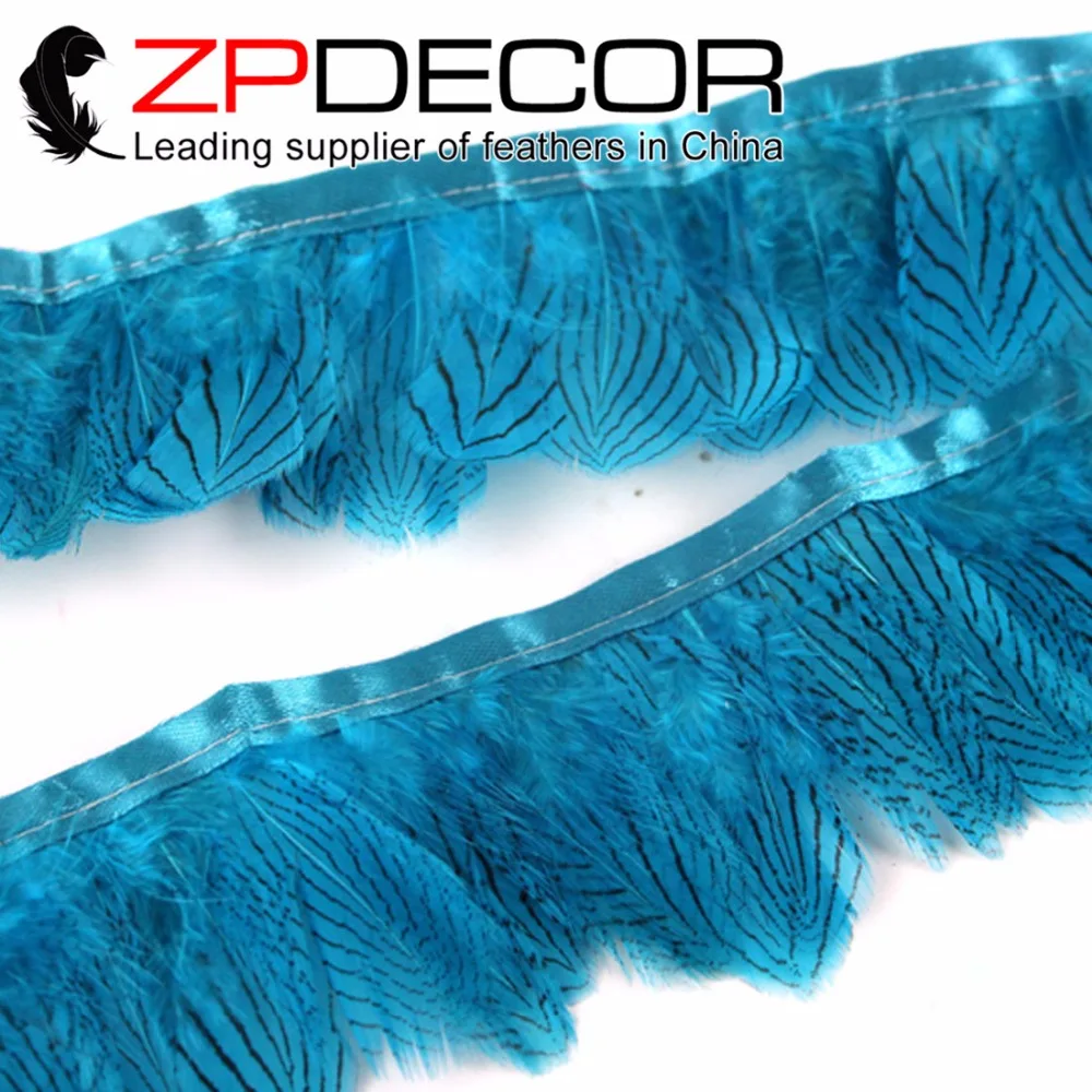 ZPDECOR 10 ярдов/лот 2-3 2 дюймов красивый ручной работы Turqouise окрашенная серебро перья