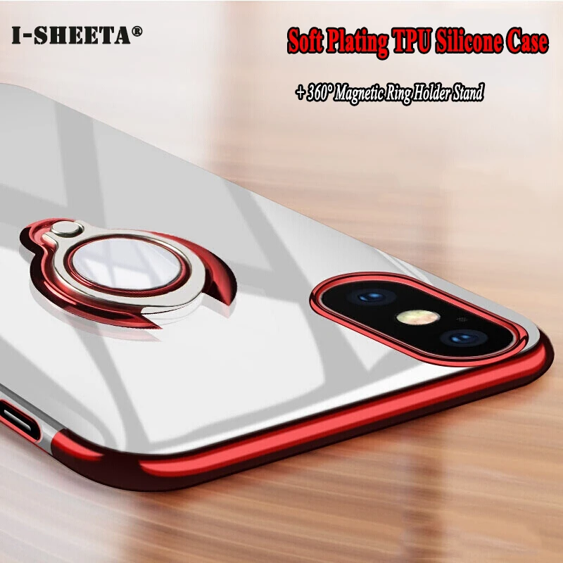 

Shockproof For Huawei Honor 8X 10 Lite Case Ultra Thin Soft TPU Plating 360 Ring Stand Back Cover Support Car Magnetic Holder