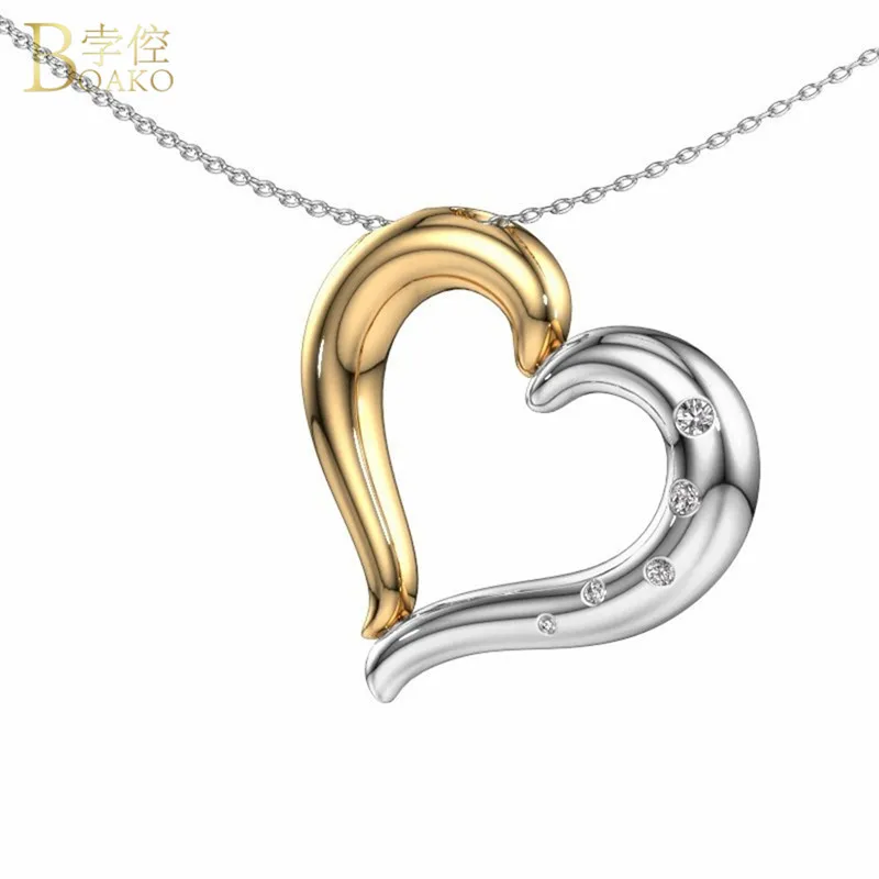

BOAKO Crystals Heart Pendant Necklace for Women Fashion Gold Color Separation Choker Necklace Clavicle Chain Necklace Collares