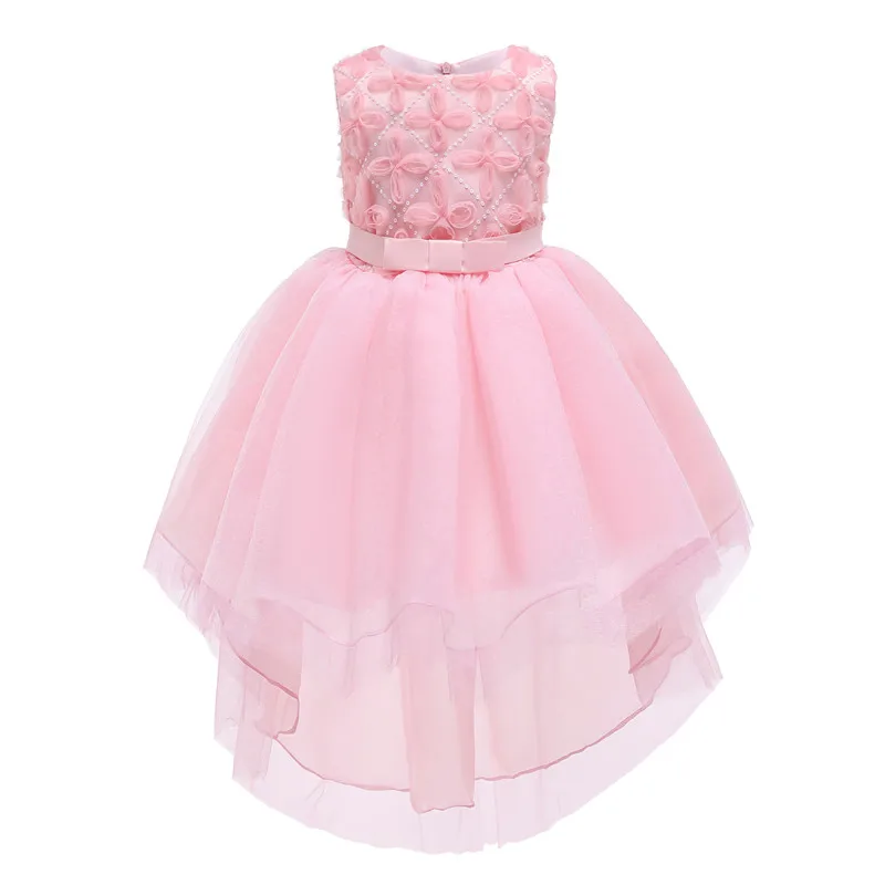 Ins Similar Pink Four-Leaf Clover Printed Fairy Dress Embroidery Princess Lace Ball Gown Formal Evening Party Performance Dress01