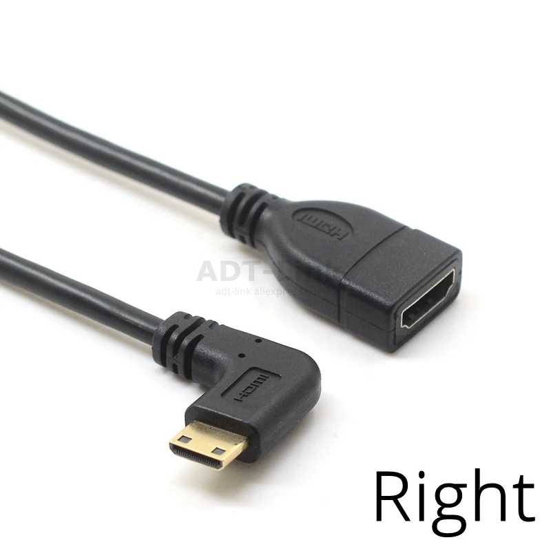 Переходник с прямым углом 90 градусов Mini HDMI Male-HDMI Female конвертер Кабельный адаптер-переходник разъем для телевидения высокой четкости