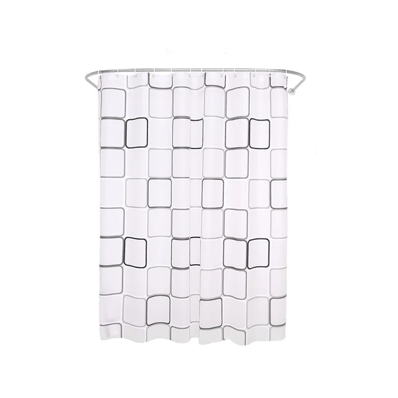 PEVA مربع منقوشة دش الستار مع السنانير للماء العفن مقاومة البلاستيك ستارة حمام دائم جودة الحمام الستار PEVA مربع منقوشة دش الستار مع السنانير للماء العفن مقاومة البلاستيك ستارة حمام دائم جودة الحمام الستار