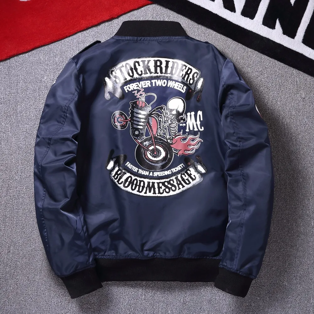 2017 Autumn Winter Stockriders Motorcycle Ma1 Men Bomber Jacket Patch