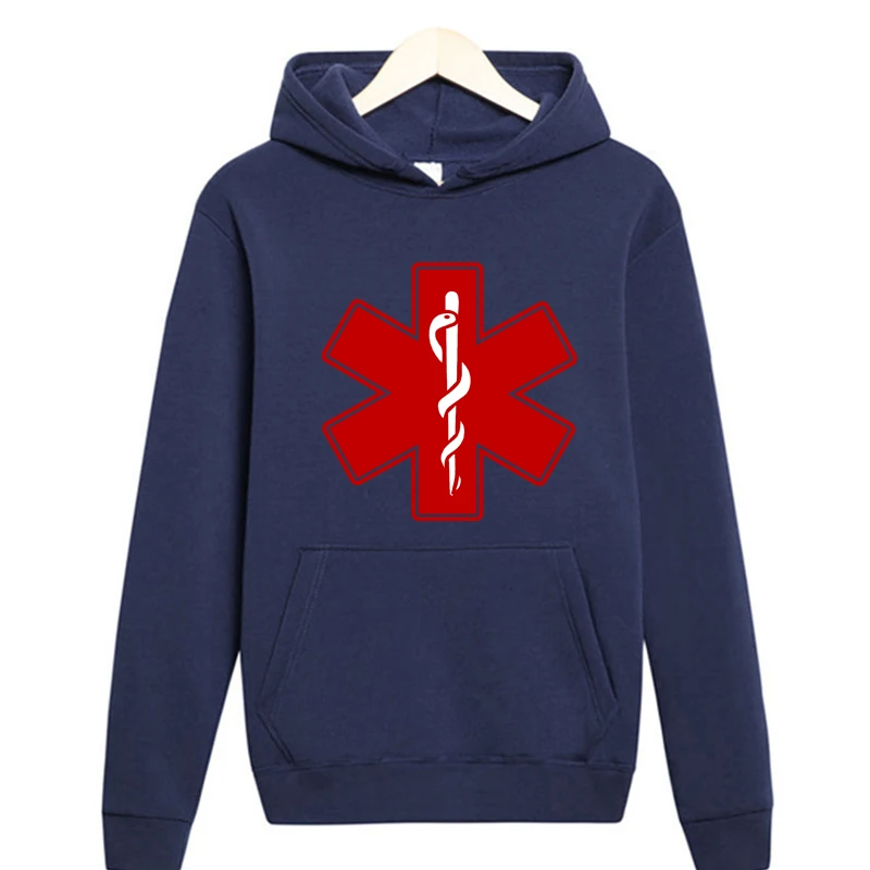 Hot Sale Hip Hop Cotton Long Sleeve Hoodies Men Clothes Ambulance Logo Print Tracksuit Acessorios Funny Hoodies Men