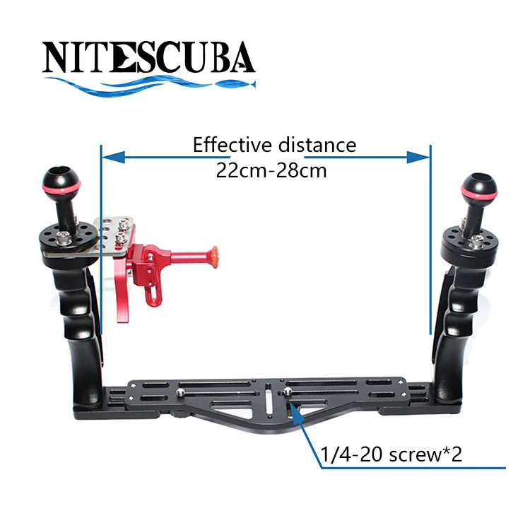 NiteScuba Дайвинг камера держатель ручка лоток ручка кронштейн спуска затвора для Go Pro TG5 RX100 Nauticam подводная фотография - Цвет: black tray red shutt