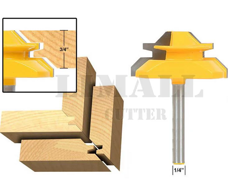 

1/4inch-SHK Crown Woodworking Milling Cutter Tools Puzzle Cutter Combination 45 Degree Tenon Knife- 1/2X2