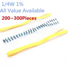 200~ 300 шт./упак. 1/4 W 1% 220ohm 0,25 W радиального типа DIP металлического пленочного осевой резисторы 220 Ом