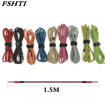 

100pcs 1.5m original Fabric 3.5mm Jack Aux Cable Male to Male Stereo Audio AUX Auxiliary Cable for Car/PM4 PM3/Headphone