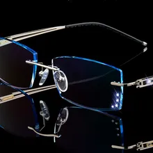 Eyesilove мужские очки для близорукости, прогрессивные очки без оправы, алмазная резка, очки для близорукости, ультра-светильник, близорукость, градиентный цвет, синий