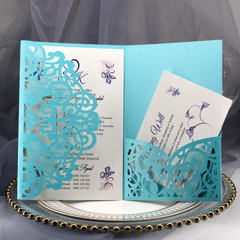 de casamento cartão elegante tri-fold laço cartão