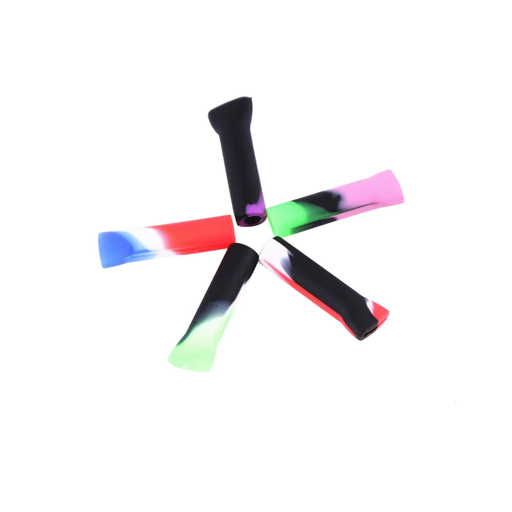 5pc Unbreakable Smoking Pipe Silicone Reusable Filter Tips Flat Head