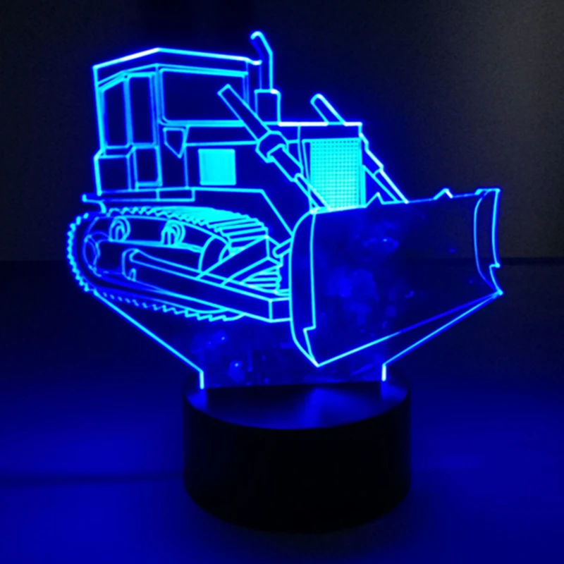 soil Shifter 3d Lamp 7 Color Bulldozer Led Night Lamps For Kids Touch Usb Table Lampara Lampe Baby Sleeping Nightlight | Лампы и