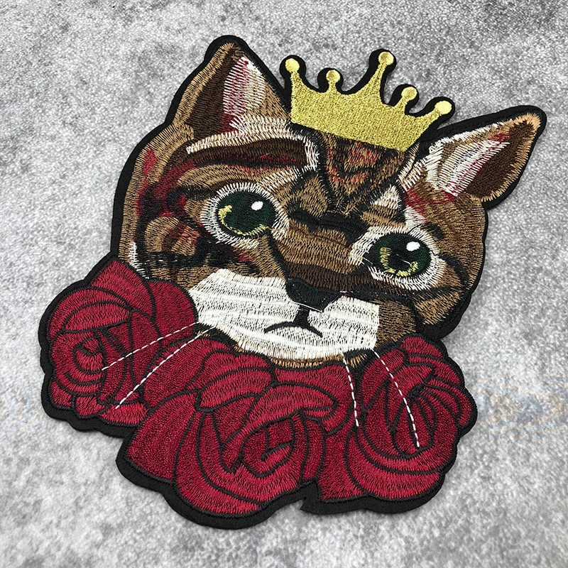 JOD большой кот король Одежда патч вышивка аппликация Железо на декоративные нашивки для одежды наклейки тканевые нашивки куртка DIY