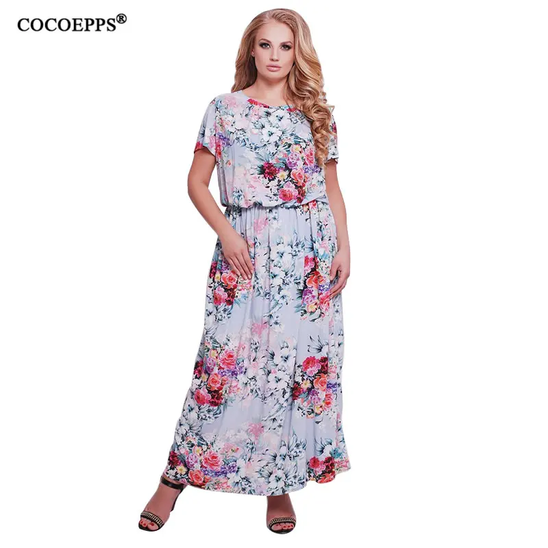 2018 New Long Dress for women Plus Size Spring summer Dress maxi Floral ...