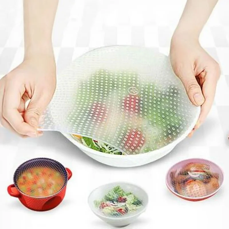 

Food Grade Keeping Food Fresh Wrap Reusable super stick Silicone Food Wraps Seal Vacuum Cover Stretch Lid
